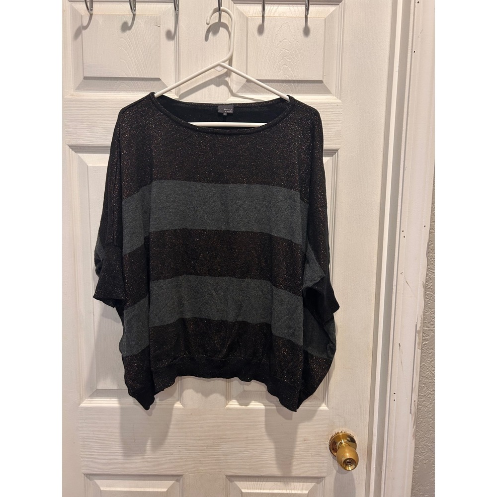 UO Sparkle & Fade Women's Large Striped Glitter Dolman Sleeve Knit Top